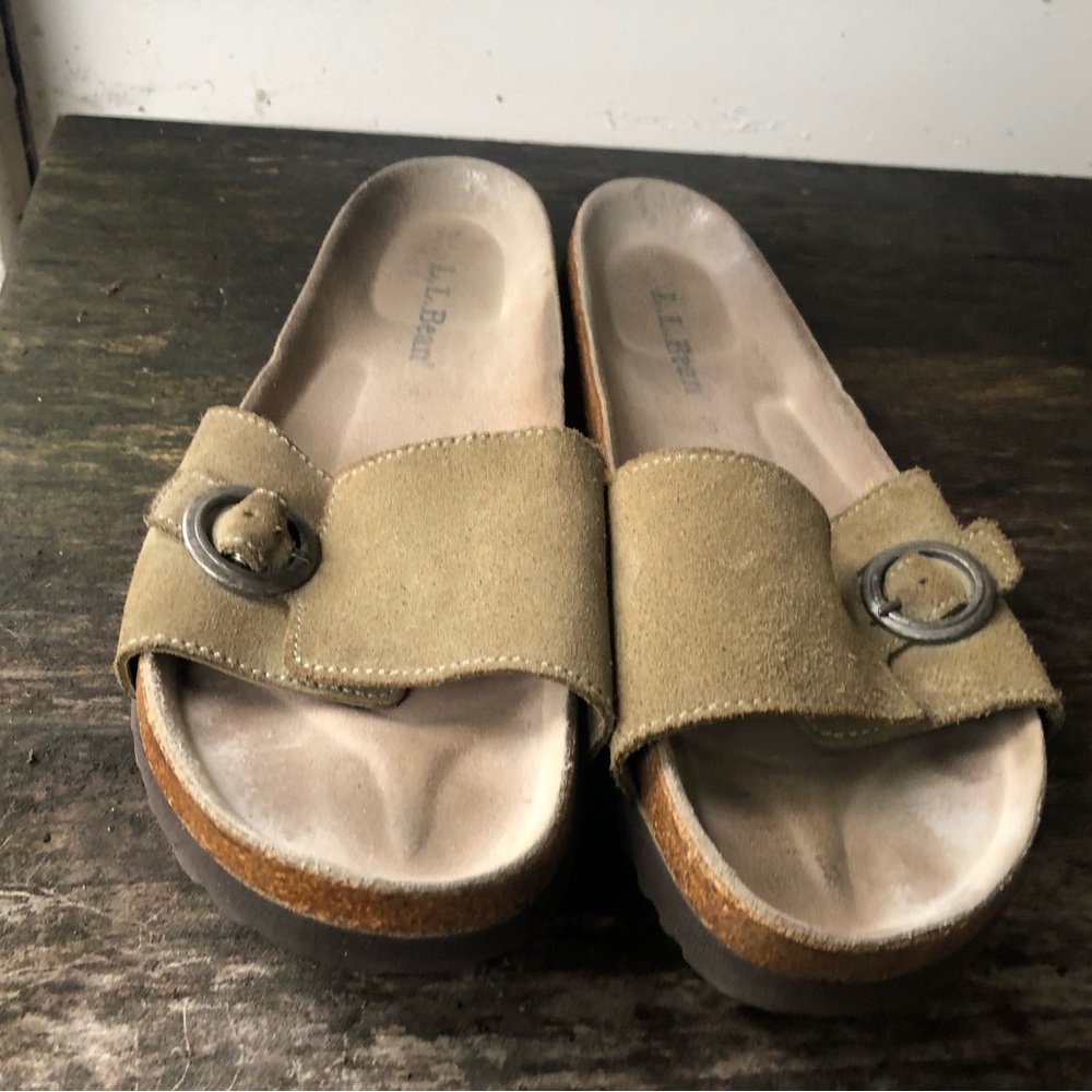 LL Bean Arizona Sandals Stone Birko-Flor Nubuck Slip On Sandals Select Size 8 - Picture 11 of 15